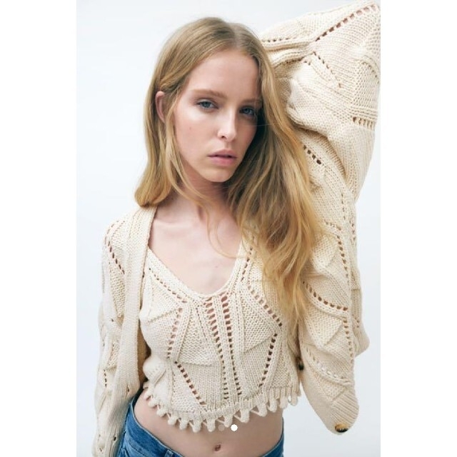 ZARA オープンニットトップス【新品タグ付】 | フリマアプリ ラクマ