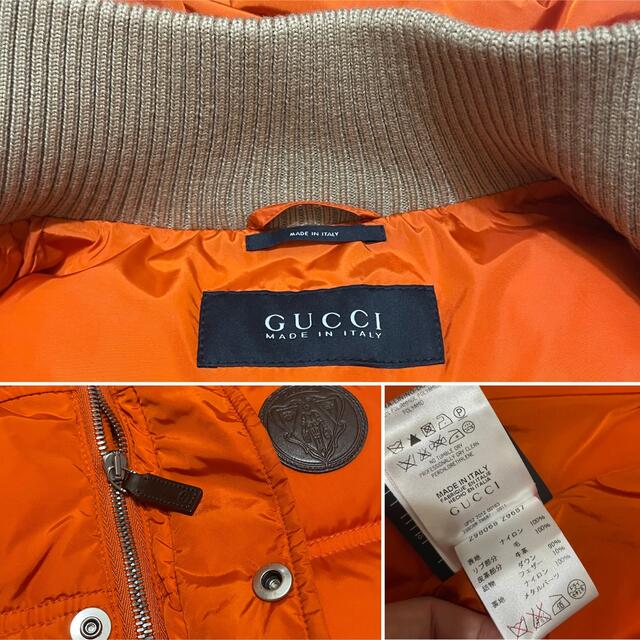 新品低価 Gucci - グッチGUCCI メンズダウンベスト オレンジ#46の通販