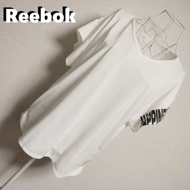 Reebok(リーボック)のリーボック★L 白★吸汗速乾★半袖Tシャツ カットソー エコピュア ラウンドヘム レディースのトップス(Tシャツ(半袖/袖なし))の商品写真