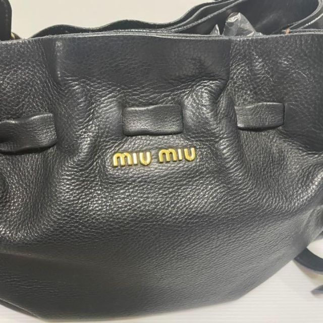 MIU MIU ミュウミュウ レザー トートバッグ サイドリボン ハンド ろご