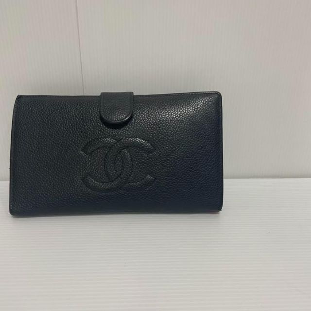 CHANEL シャネル 長財布 キャビアスキン ココマーク シュリンク がま
