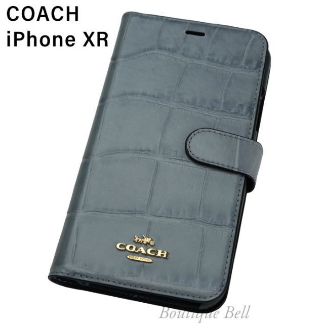 【COACH】コーチ レザー クロコエンボスド iPhoneXR手帳型ケース