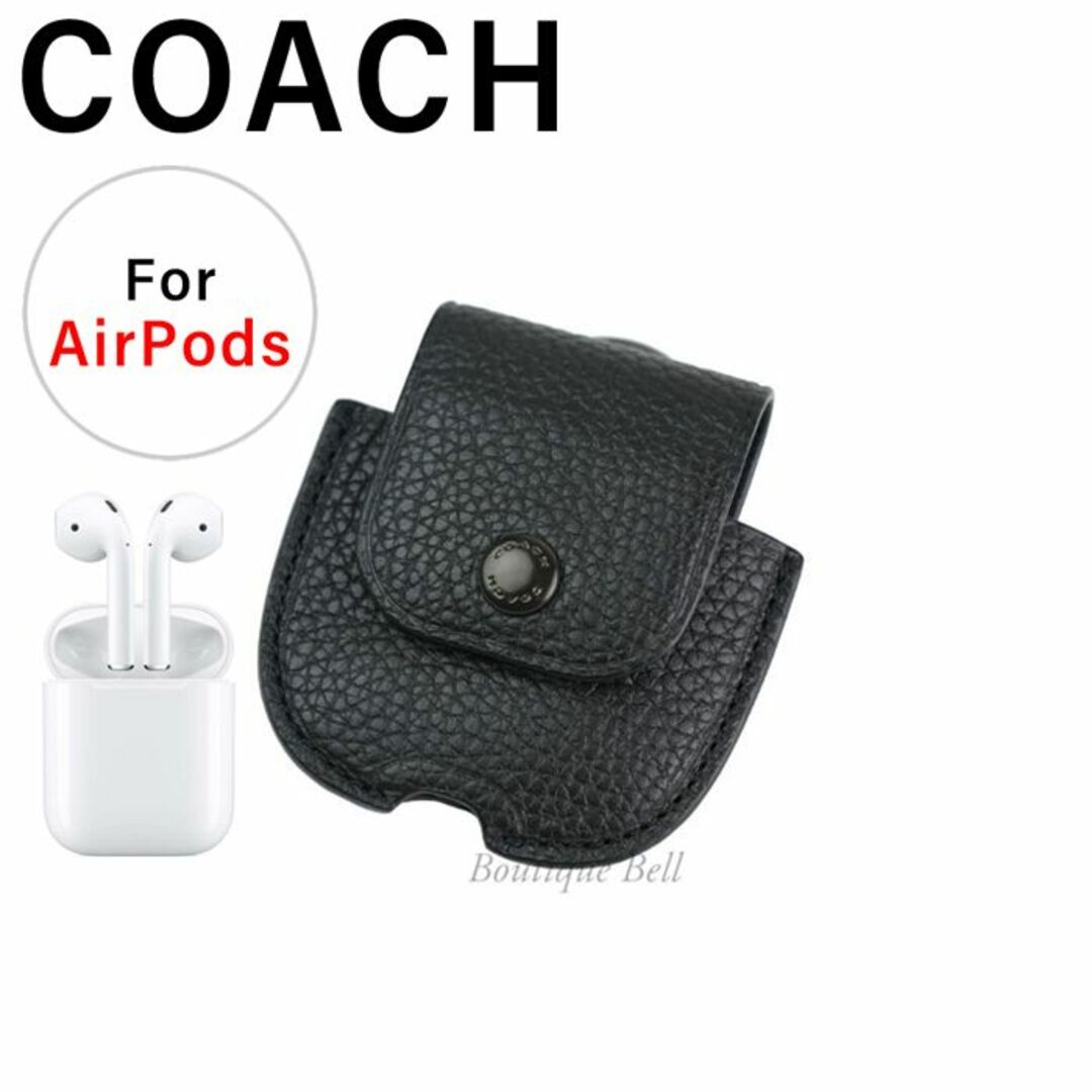 【COACH】コーチ ペブルドレザー AirPodsケース ブラック