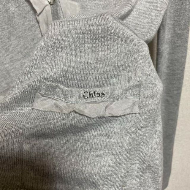 Chloe(クロエ)のChloe クロエ　カーディガン　ロゴ　無地　Ｖネック　レース レディースのトップス(カーディガン)の商品写真