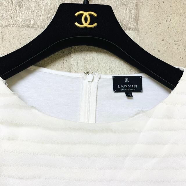 スイーツ柄 ブルー LANVIN COLLECTION シルクシフォンブラウス 新品未