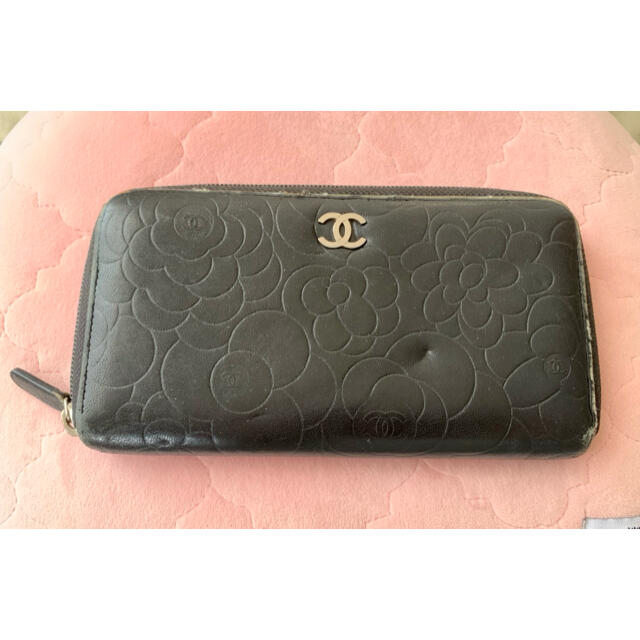 CHANEL シャネル  カメリア　長財布　黒ファッション小物