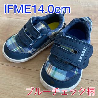 IFME(イフミー)ブルーチェック柄/14.0cm(スニーカー)