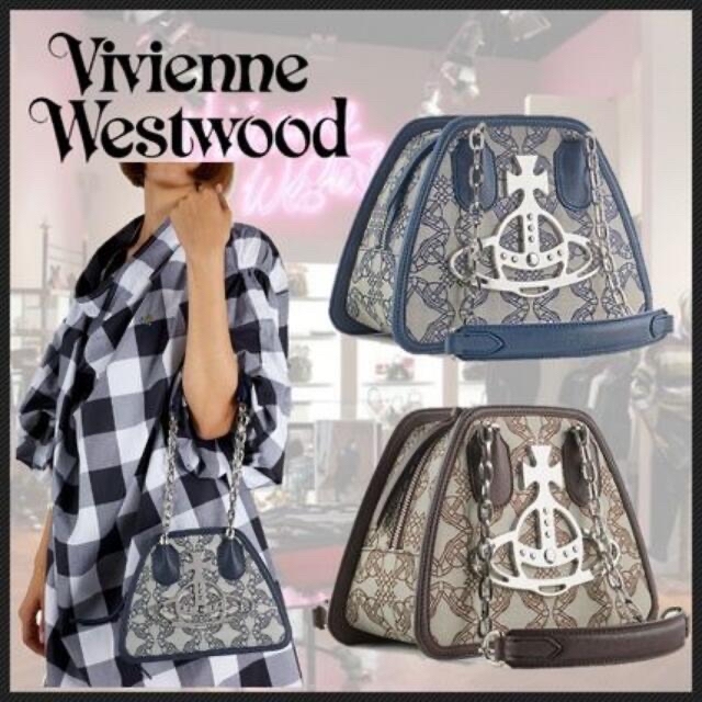 Vivienne Westwood(ヴィヴィアンウエストウッド)のvivienne westwood LOGOヤスミンバッグ　ブルー　青 レディースのバッグ(ハンドバッグ)の商品写真