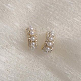 アメリヴィンテージ(Ameri VINTAGE)のpearl bijoux hoop piece s925 post(ピアス)