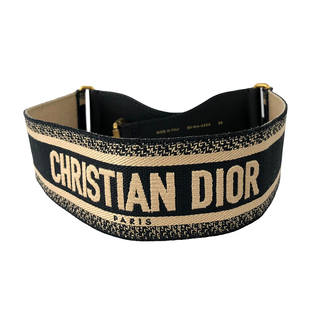 クリスチャンディオール(Christian Dior)の　クリスチャン・ディオール Christian Dior CHRISTIAN DIOR ベルト ブラック ゴールド金具 コットン80％ カーフスキン20％ レディース ベルト(ベルト)