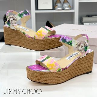 ジミーチュウ(JIMMY CHOO)の4084 未使用 ジミーチュウ キャンバス エスパドリーユ ビジュー サンダル(サンダル)