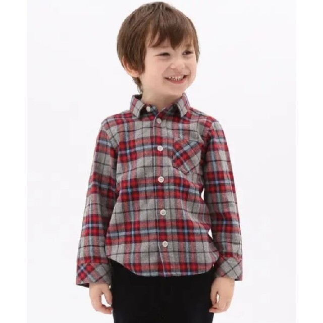 GLOBAL WORK(グローバルワーク)のGLOBAL WORK 　キッズ　ネルチェック長袖シャツ　140 キッズ/ベビー/マタニティのキッズ服男の子用(90cm~)(Tシャツ/カットソー)の商品写真