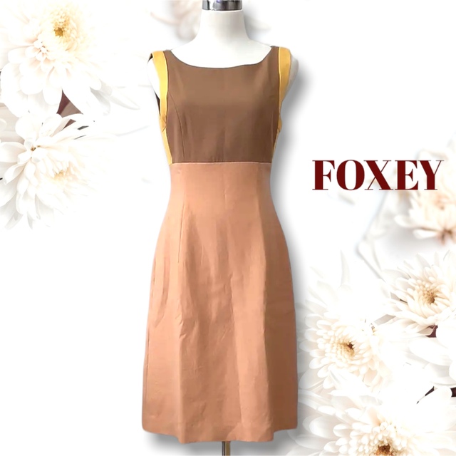 FOXEY(フォクシー)のフォクシーコットン混ノースリーブワンピース、サイズ40、L、11号。FOXEY レディースのワンピース(ひざ丈ワンピース)の商品写真