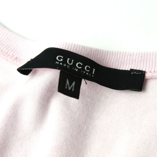 Gucci(グッチ)のGUCCI グッチ Vネック tシャツ ピンク レディースのトップス(Tシャツ(半袖/袖なし))の商品写真