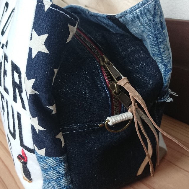 DENIM DUNGAREE - デニムトートバッグファスナー付デニム DENIM DUNGAREE - デニムトートバッグファスナー付デニム