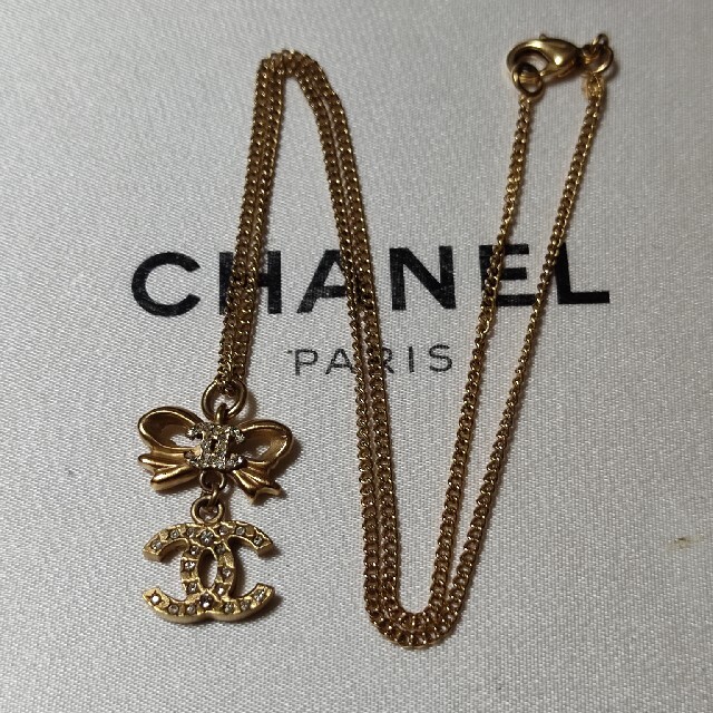 CHANEL ネックレス リボン ココマーク ラインストーン