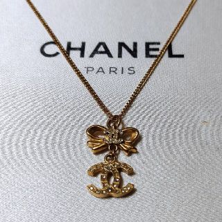 シャネル(CHANEL)のCHANEL　ネックレス　リボン　ココマーク　ラインストーン(ネックレス)