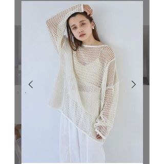 トゥデイフル(TODAYFUL)の【未使用】Todayful Patchwork Mesh Tops White(ニット/セーター)