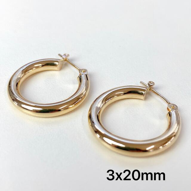 プチギフト 18金フープピアス ゴールド リングピアス 3x25mm ペア 18K