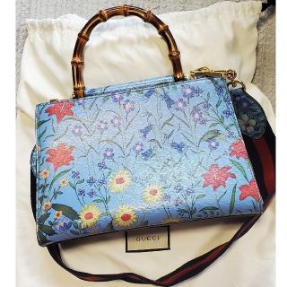 グッチ(Gucci)のGUCCI バンブー ショルダー バッグ フローラ  花柄(ショルダーバッグ)