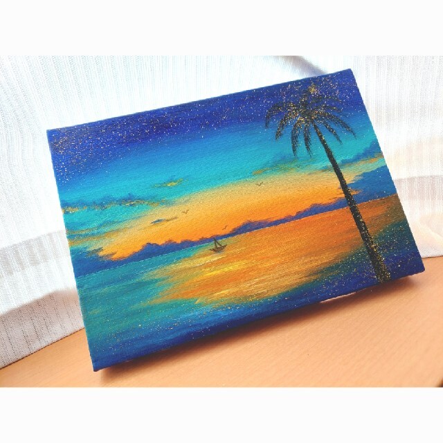 最上の品質な 油絵 絵画 原画 ゴールドラメ増しバージョン『OceanView