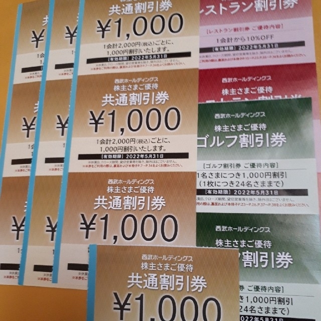 西武HD 株主優待 1000円共通割引券 10枚