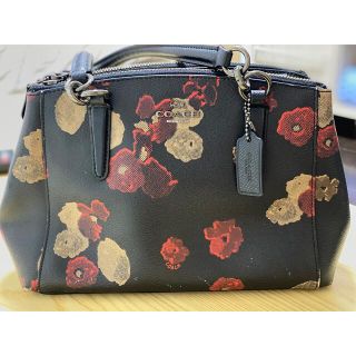 コーチ(COACH)のcoach コーチ　ハンドバッグ　花柄　黒(ハンドバッグ)