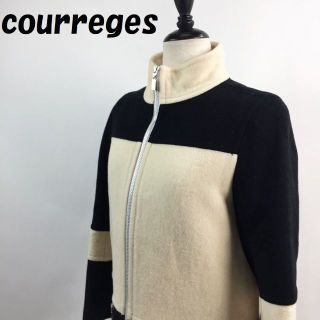 クレージュ(Courreges)の【人気】クレージュロングコート ブラック アイボリー サイズ40(ロングコート)