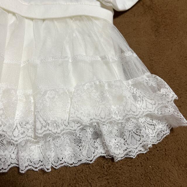 西松屋(ニシマツヤ)のレース切り替えワンピ！新品95cm キッズ/ベビー/マタニティのキッズ服女の子用(90cm~)(ワンピース)の商品写真