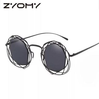 メガネ眼鏡サングラス個性的レトロめがねスクエアヴィンテージミリタリー風変形UV(サングラス/メガネ)