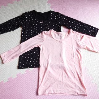 ニシマツヤ(西松屋)の長袖 肌着 女の子　110cm ホットコット　ロンT　ハートモチーフ　セット(Tシャツ/カットソー)