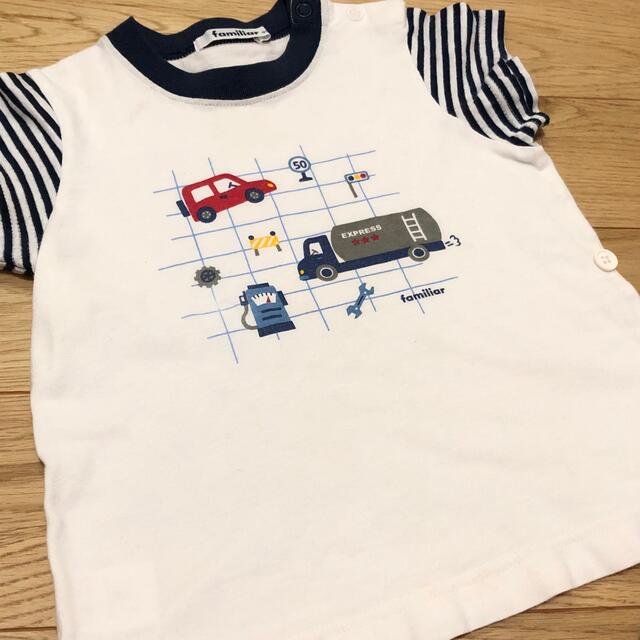 familiar(ファミリア)の【難あり】familiar ファミリア ボーダー 半袖Tシャツ パジャマ 90 キッズ/ベビー/マタニティのキッズ服男の子用(90cm~)(パジャマ)の商品写真