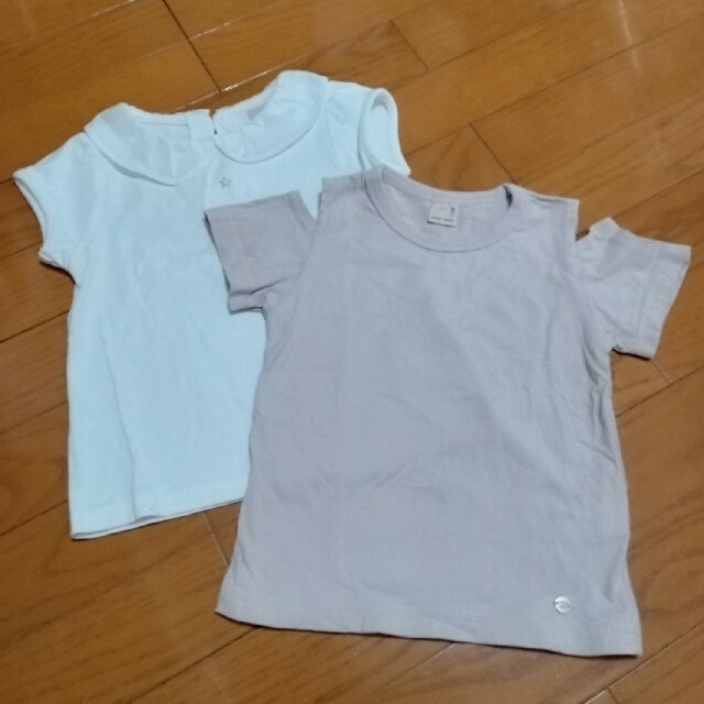 petit main(プティマイン)のプティマイン  透け衿 Tシャツ 100㎝ セット キッズ/ベビー/マタニティのキッズ服女の子用(90cm~)(Tシャツ/カットソー)の商品写真