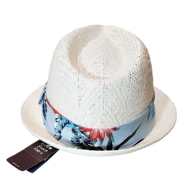 Ruben(ルーベン)の新品　RUBEN　ボタニカル帯ペーパー中折　ヤング帽子　ホワイト　58.5cm メンズの帽子(ハット)の商品写真
