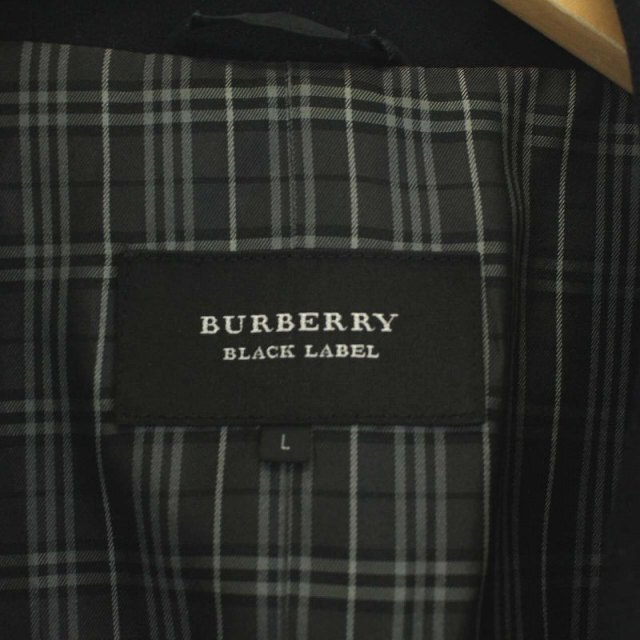 BURBERRY BLACK LABEL(バーバリーブラックレーベル)のバーバリーブラックレーベル ピーコート Pコート ウール 裏地チェック L 黒 メンズのジャケット/アウター(ピーコート)の商品写真