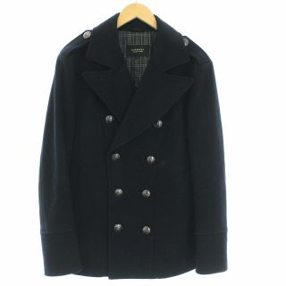 バーバリーブラックレーベル(BURBERRY BLACK LABEL)のバーバリーブラックレーベル ピーコート Pコート ウール 裏地チェック L 黒(ピーコート)