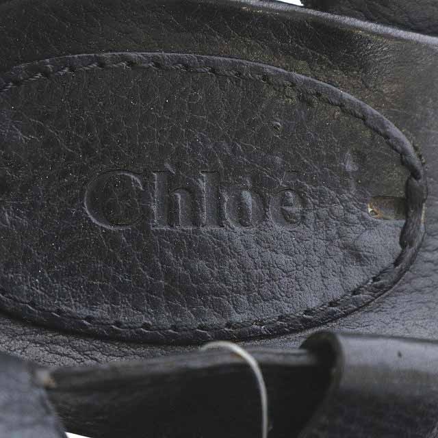Chloe(クロエ)のクロエ サンダル ストラップ スタッズ ウッドソール 39 26cm 黒 茶 レディースの靴/シューズ(サンダル)の商品写真