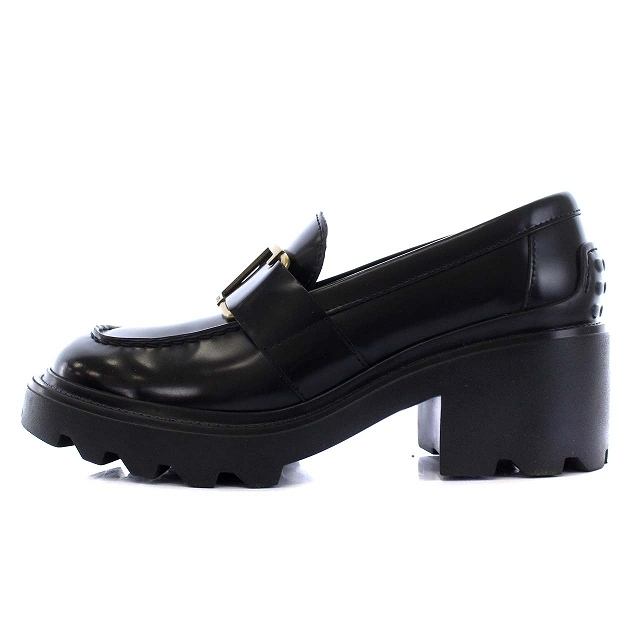 TOD'S(トッズ)のトッズ ローファー チャンキーヒール 厚底 レザー 37 23.0cm 黒 レディースの靴/シューズ(ローファー/革靴)の商品写真