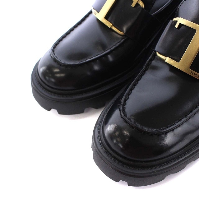 TOD'S(トッズ)のトッズ ローファー チャンキーヒール 厚底 レザー 37 23.0cm 黒 レディースの靴/シューズ(ローファー/革靴)の商品写真