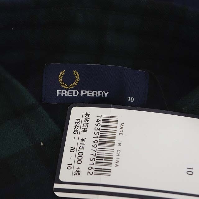 FRED PERRY(フレッドペリー)のフレッドペリー ブラウス シャツ 長袖 チェック コットン 10 緑 紺 レディースのトップス(シャツ/ブラウス(長袖/七分))の商品写真