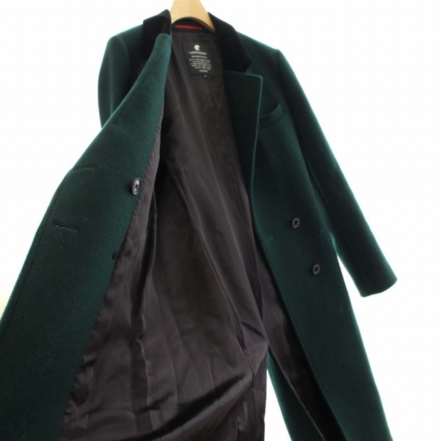 LOVELESS(ラブレス)のラブレス ダブル チェスターコート アウター ロング ベロア ウール XS 緑 レディースのジャケット/アウター(その他)の商品写真