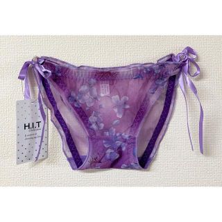 匿名配送★新品タグ付★セクシーショーツ★女性M〜L★紫透花柄レース&腰紐リボン結(ショーツ)