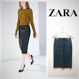 ザラ(ZARA)のレザースカート(ひざ丈スカート)