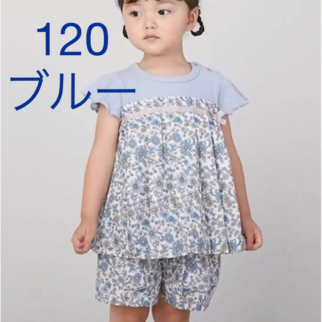 petit main(プティマイン)の新品　プティマイン 花ドッキングタックチュニックTシャツ　ショートパンツ　セット キッズ/ベビー/マタニティのキッズ服女の子用(90cm~)(Tシャツ/カットソー)の商品写真