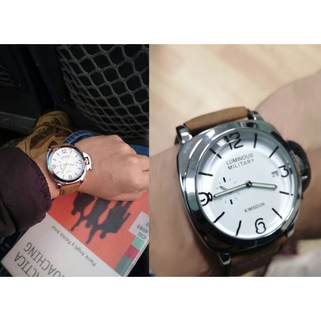 大人気 メンズ腕時計 シルバー ホワイト レザーベルト 腕時計 アナログ