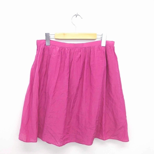 SHIPS(シップス)のシップス SHIPS フレア スカート ひざ丈 薄手 L ショッキングピンク レディースのスカート(ひざ丈スカート)の商品写真