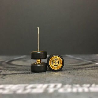 1/64タイヤホイール1台分カスタムパーツ ゴールド ホットウィールの