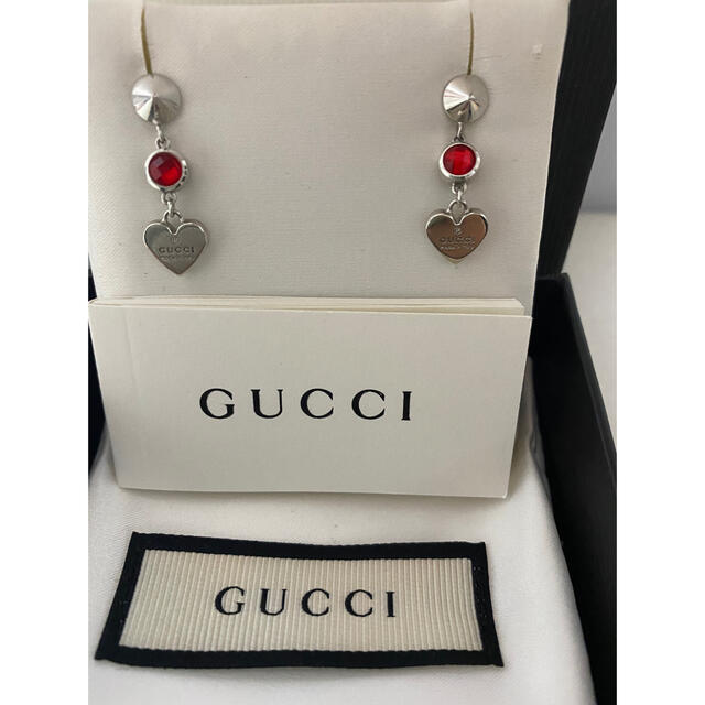 お値下げ✨正規品!GUCCI ピアス グッチ レッドクリスタル ハート