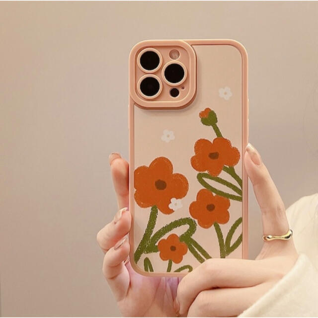  iphone 13 TPU ケース スマホ かわいい シンプル 橙色 花  スマホ/家電/カメラのスマホアクセサリー(iPhoneケース)の商品写真