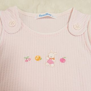 ファミリア(familiar)の新品近◆ファミリア◆90◆ピンク◆ベスト(Tシャツ/カットソー)